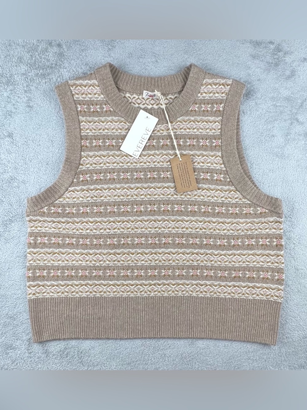 Faherty Highland Fair Isle Sweater Vest Size L Merino Wool Organic Cotton NWT